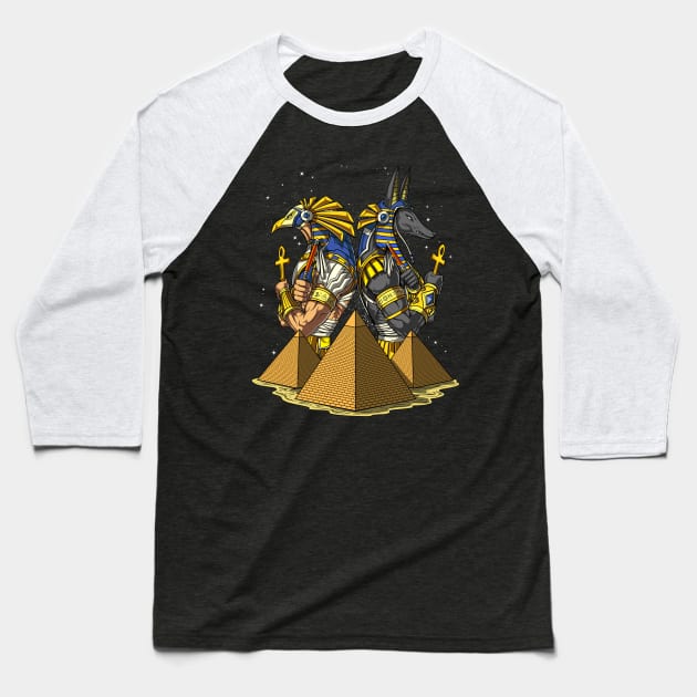 Egyptian Gods Anubis Horus Baseball T-Shirt by underheaven